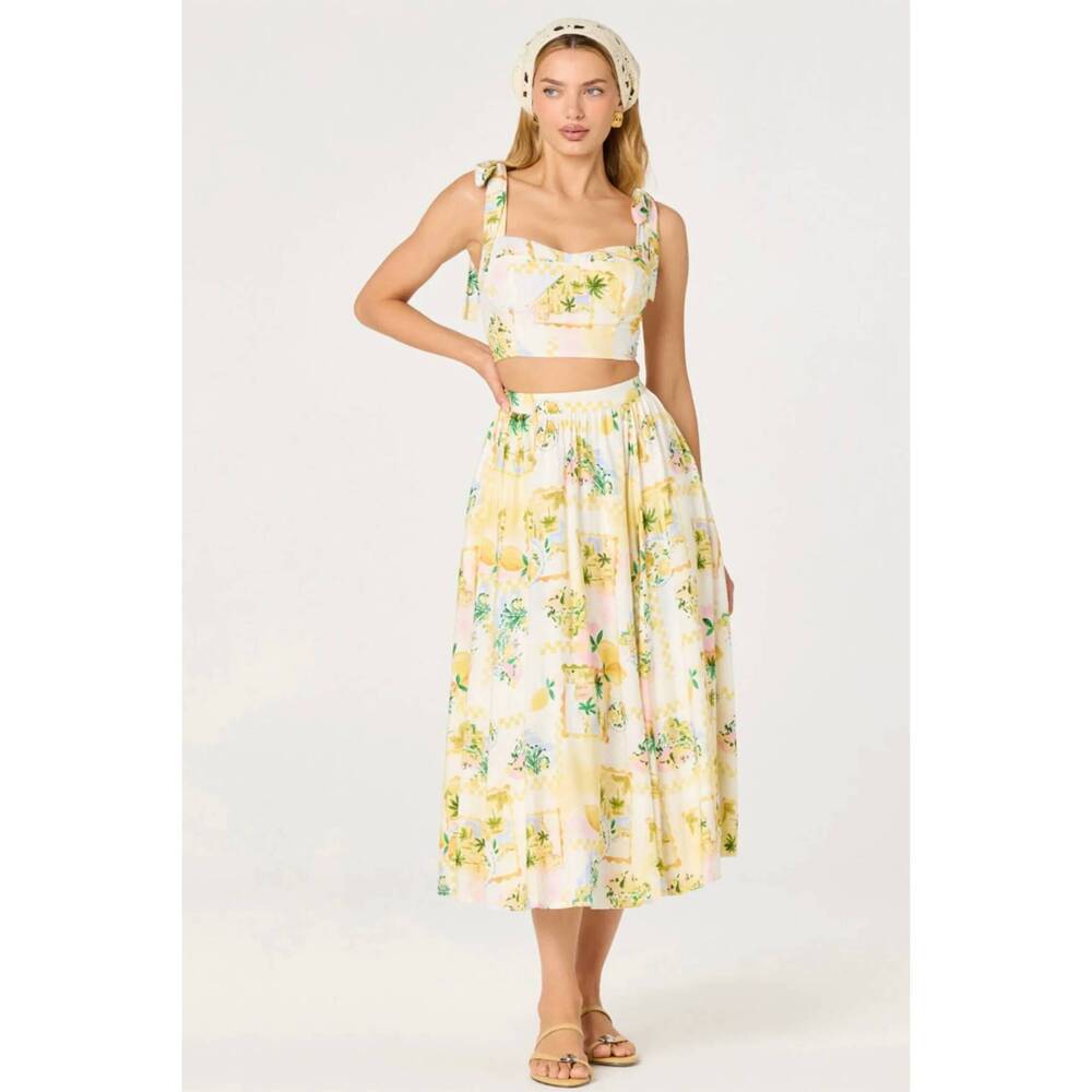 NEW ASTR kaleigh top and midi skirt set in yellow - Picture 1 of 4